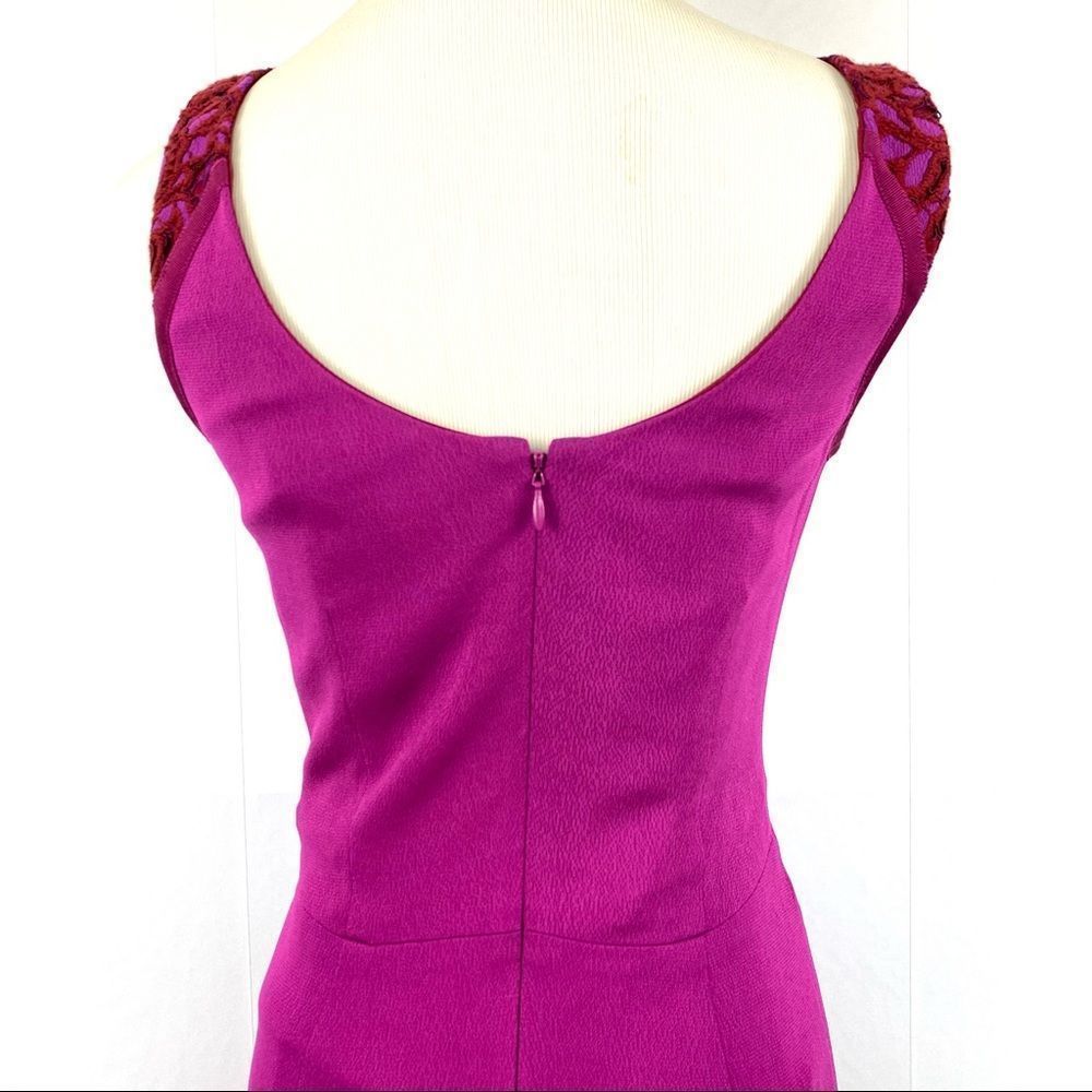 DIANE VON FURSTENBERG Geovana Lace Textured Sleeveless Purple Sheath Dress - Picture 15 of 15